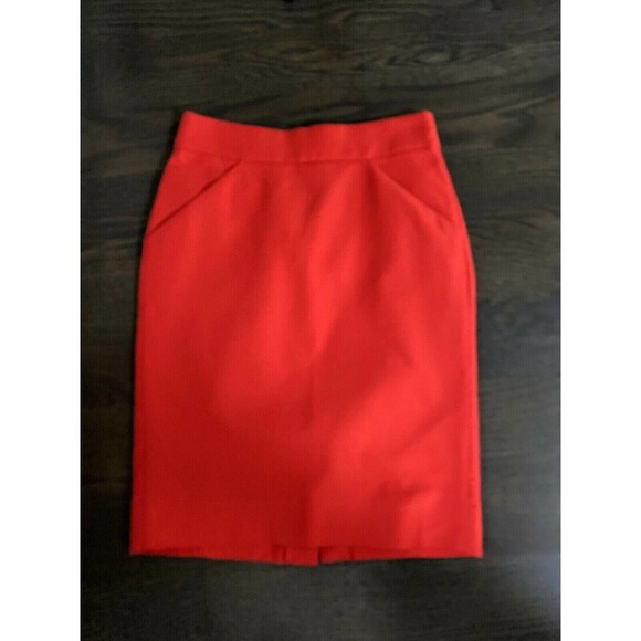 J CREW No. 2 Pencil Skirt In Double-serge cotton‎ ~RED ~00 - Picture 2 of 4
